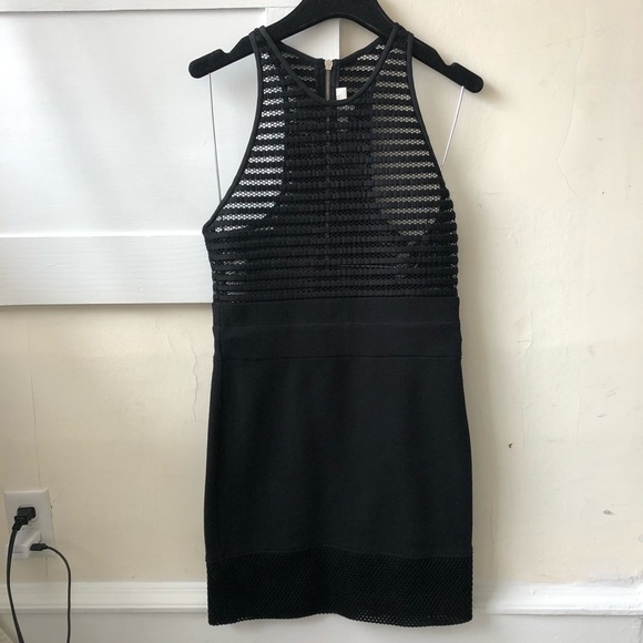 IRO Black Hailee Sleeveless Mesh Contrast Racerback Exposed Zip Mini Dress Sz 38 - Picture 4 of 9